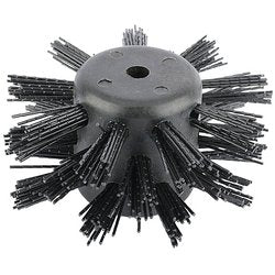 A Draper Nylon Brush For Drain Rods - DRB/B, featuring protruding bristles arranged in a star pattern around its cylindrical black form.