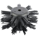 A Draper Nylon Brush For Drain Rods - DRB/B, featuring protruding bristles arranged in a star pattern around its cylindrical black form.