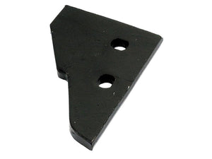 A black metal triangular bracket with two center holes, essential for Kuhn RH fitting and crafted by Sparex, model number S.162764.