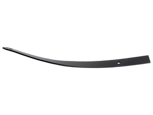 A Sparex Slat - LH No.2 (Kuhn), part number S.162774, is an elongated black metal slat with a slight curve and a hole near one end, commonly used in Vulcan Fasteners applications.