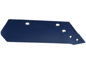 The Share - RH, 14'' (355mm), (Kuhn) blade from the Sparex brand is a metal component with a rectangular shape featuring five holes of various sizes. The blade, compatible with a 14'' fitting (622140), is painted blue and has a sharp edge on one side.