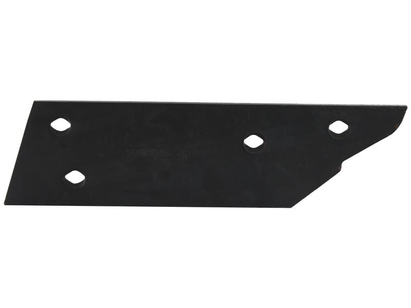 The Landside - RH & LH (Kuhn) from Sparex, identified by the part number S.162801, has a black metal blade featuring four holes of varying sizes and an angled edge on one side, commonly paired with Vulcan Fasteners for reliable performance.