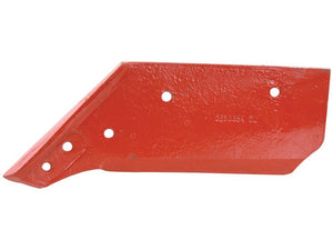 A red metal Share - RH plow blade, size 12'' (305mm), by Sparex, featuring multiple bolt holes and designed for agricultural use, compatible with Primary OE Reference KK053085 (Sparex Part Number: S.162802).