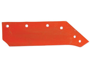 A red-orange metal piece with six drilled holes, five along the top edge and one in the bottom right corner, likely a Sparex component for Kverneland RH Primary OE machinery or equipment. It matches the description for Share - RH, 14'' (355mm), (Kverneland) To fit as: KK063014 | Sparex Part Number: S.162811.