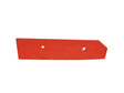 A red, rectangular metal piece featuring two holes—one located near the center and the other near one end—and an angled cut on the opposite end, similar to OE Reference KK063615 from Vulcan Fasteners. This piece corresponds to Sparex Part Number S.162823 and is known as Landside Short - RH (Kverneland) under the Sparex brand.