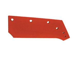 A red metal agricultural blade, branded as Sparex and named Share - RH, measures 14" (355mm) in length and features five holes arranged in a linear fashion. It is designed to fit Kverneland models KK073054 and bears the Sparex Part Number: S.162837.