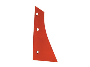 A red Shin - RH (Kverneland), identified as KK073230 and Sparex part number S.162845, constructed from metal with three vertically aligned holes near the left edge, features Vulcan Fasteners for enhanced durability.