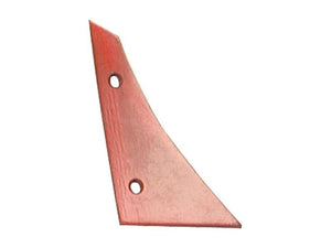 The **Shin - RH (Kverneland)**, featuring a red metal blade with two circular holes and a tapered edge, is ideal for use with Vulcan Fasteners. It fits as **KK073250** and has the Sparex Part Number **S.162847**.