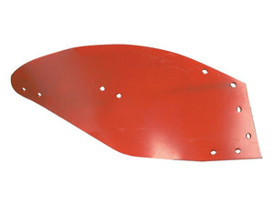 A red metal Mouldboard - RH, sized between 14'' - 18'', featuring several holes for attachment, compatible with Vulcan Fasteners and model KK073286, available under Sparex Part Number S.162851.