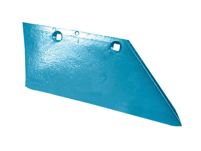 A blue, triangular metal plate named Wing 12-14'' (300-355mm) - RH (Lemken), featuring two round holes and one square hole near one edge, is ideal for use with Vulcan Fasteners. The Sparex Part Number is S.162874.