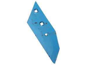 A blue, flat, metal Plough Point - LH (12mm thick) from the Sparex line, characterized by its irregular shape, three geometric holes, and slight rust marks, resembles items in the Vulcan Fasteners catalog matching LH Primary OE Reference 3363981.