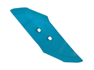 A blue metal, 12mm thick Reversible Plough Point with two mounting holes, featuring Vulcan Fasteners for a secure RH fitting. Fits Lemken model 3365540 | Sparex Part Number: S.162901.