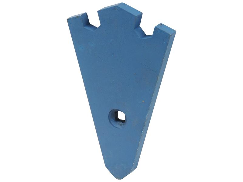 This blue, triangular metal Landside Wedge with a notch at the top and a hole near the center is a Sparex product, compatible with both RH and LH applications for Lemken models, identified by Sparex Part Number S.162911 and fits as 3401903.