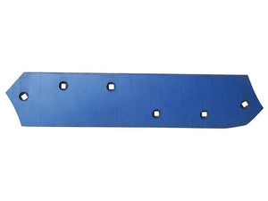 A blue rectangular metal plate with five square holes, one hexagonal hole, and Sparex Slat - LH No.1 (Lemken) part number S.162930 to fit as Vulcan Fasteners Primary OE Reference 3444013.