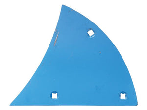 A blue, triangular metal plate with three square holes by Sparex, known as Shin - LH (Lemken) to fit as 3451001, Sparex Part Number S.162954.