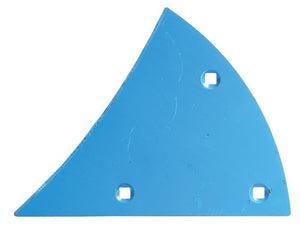 A blue, triangular metal plate with three square holes positioned near the edges, featuring the precision of Sparex Shin - LH (Lemken) (S.162956).