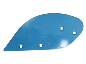 A blue metal agricultural implement part, identified as a Sparex Skim Mouldboard - LH (Lemken) S.162964, comes with a pointed tip and four square holes for secure attachment.