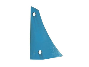 A Shin - RH (Overum) triangular metal bracket, painted blue with two circular holes for mounting, designed by Vulcan Fasteners. This product fits as 94596 and is available under Sparex Part Number S.162980.