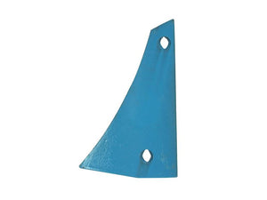 A blue metal bracket with two holes, known as the Shin - LH (Overum), often used in conjunction with Vulcan Fasteners. This product can be fitted as 94597 and is branded under Sparex with part number S.162981.