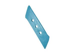 A Reversible Plough Point RH, known for its blue color and featuring a 12mm thickness for added durability, with three holes in the center.