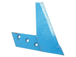 A blue metal agricultural plow share with three holes for attachment, compatible with Vulcan Fasteners, known as the Sparex Sword Coulter - LH (Rabewerk), to fit as 27083002 (Sparex Part Number: S.163005).