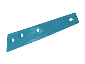 A blue metal blade with four holes evenly spaced along one side, designed to fit LH Fitting and compatible with Vulcan Fasteners, known as the Slat - LH No.1 (Rabewerk) by Sparex, to fit as 27280202 and identified by Sparex Part Number S.163009.