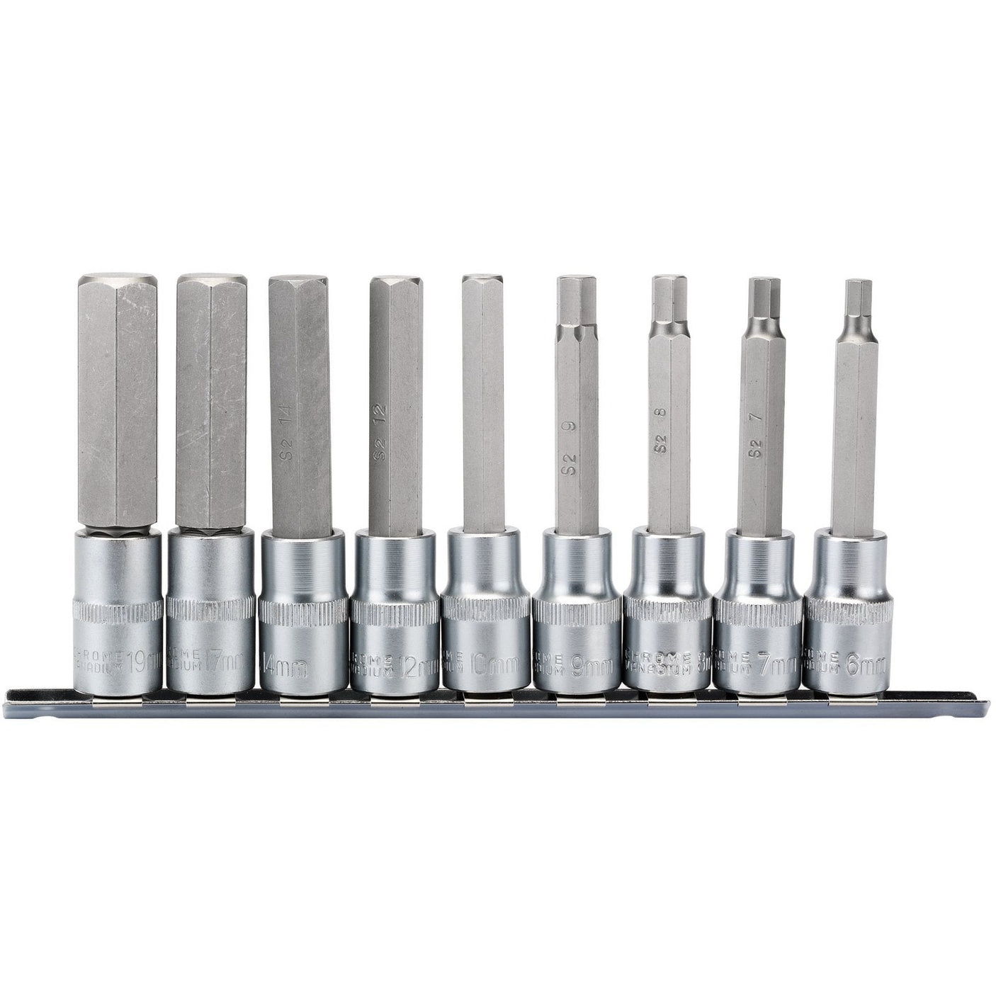 Draper Long Metric Hex. Socket Bit Set, 1/2" Sq. Dr., 100mm (9 Piece) - H-HEX/9/100 - Farming Parts