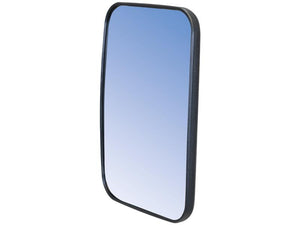 The Mirror Head - Rectangular, Convex, 312 x 225mm (Sparex Part Number: S.163211), features a black plastic frame and beautifully reflects a blue sky gradient.