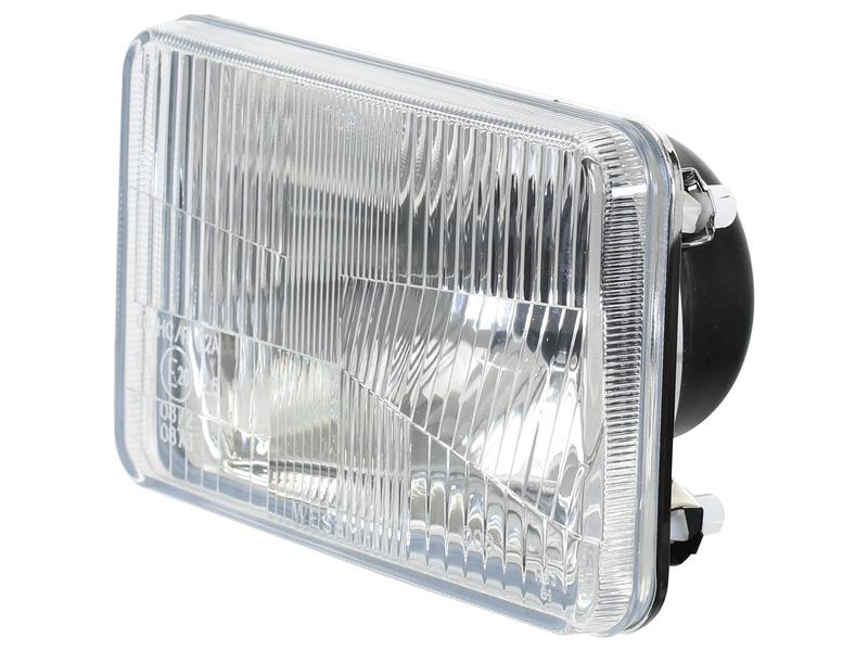 The Sparex Head Light (Halogen), RH & LH, RH Dip, 12/24V, with part number S.163259, is a rectangular automotive headlight. It features a clear ridged lens and a black backing designed specifically for vehicle illumination. With an IP54 rating for weather resistance, this headlight accommodates an H4 halogen bulb to ensure optimal lighting performance.