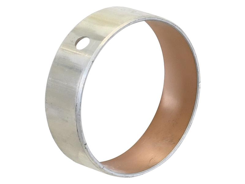 The Camshaft Bush by Sparex (Part Number: S.163357) is a polished metal ring with a diameter of 65.18 mm, featuring a precisely drilled lubrication hole on one side to enhance performance optimally.