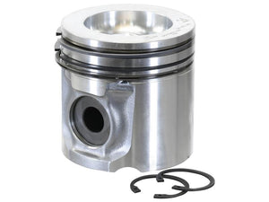 A Sparex Piston & Ring Set (Part Number: S.163377), consisting of a single metal piston, two piston rings, and two circlips designed for internal combustion engines, is displayed against a white background.