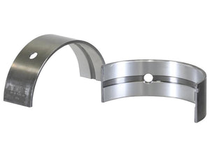 The Main Bearing Standard (Pair) by Sparex, with Part Number S.163387, comprises two semi-circular metal bearing shells. Each shell has a center hole; one is silver and the other has a grayish tint. These bearings are designed to fit Sparex Engine models BF4M1013 and BF6M1013.