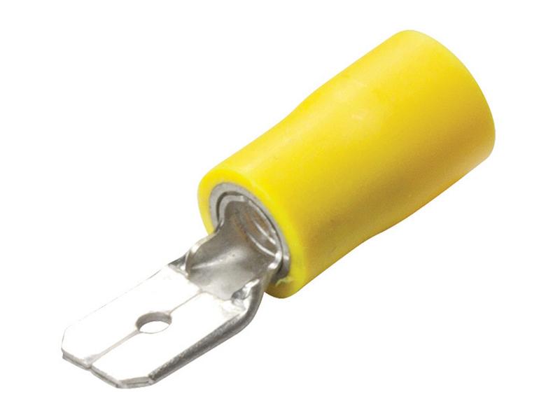 Pre Insulated Spade Terminal, Double Grip - Male, 6.3mm, Yellow (4.0 - 6.0mm) | Sparex Part Number: S.163572