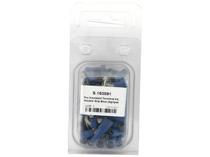 A plastic package containing a Pre Insulated Terminal Kit with double grip blue connectors (Agripak 80 pcs.). Sparex Part Number: S.163591.