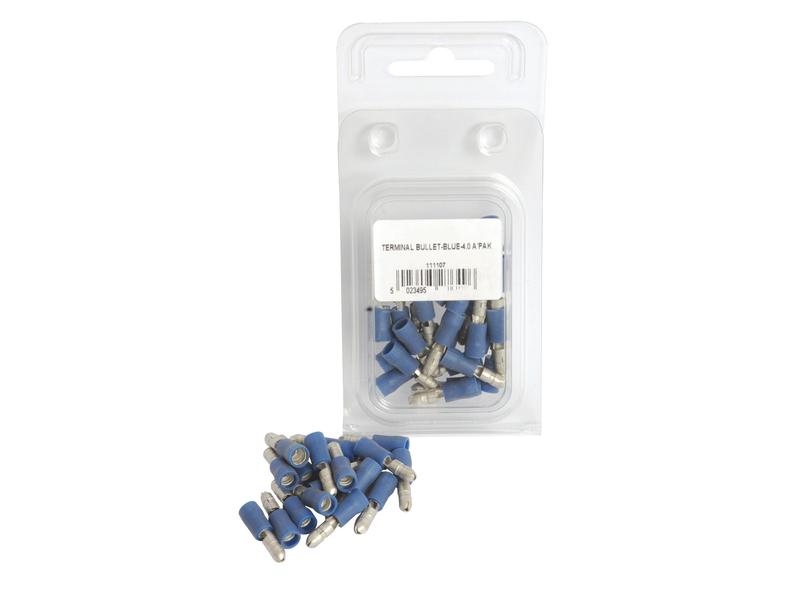 Pre Insulated Bullet Terminal, Double Grip - Male, 4.0mm, Blue (1.5 - 2.5mm) (Agripak 25 pcs.) | Sparex Part Number: S.163593