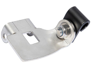 A metallic bracket with a black rubber clamp, featuring a bolt and nut, designed for securing or mounting components like Thomas LED lighting fixtures. This Sparex Adapter - Suitable for S.150527 & S.150528 RH (Sparex Part Number: S.163756).