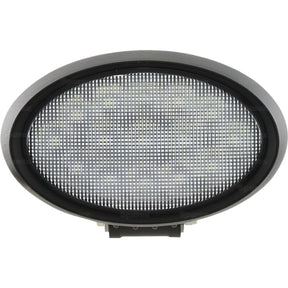Massey Ferguson LED Work Light, Class 5 interference with 4500 Lumens raw power and a voltage range of 10-30V (S.163906), featuring an oval shape, grid-patterned lens, and dark gray housing. The background prominently displays overlapping "Sparex" text.