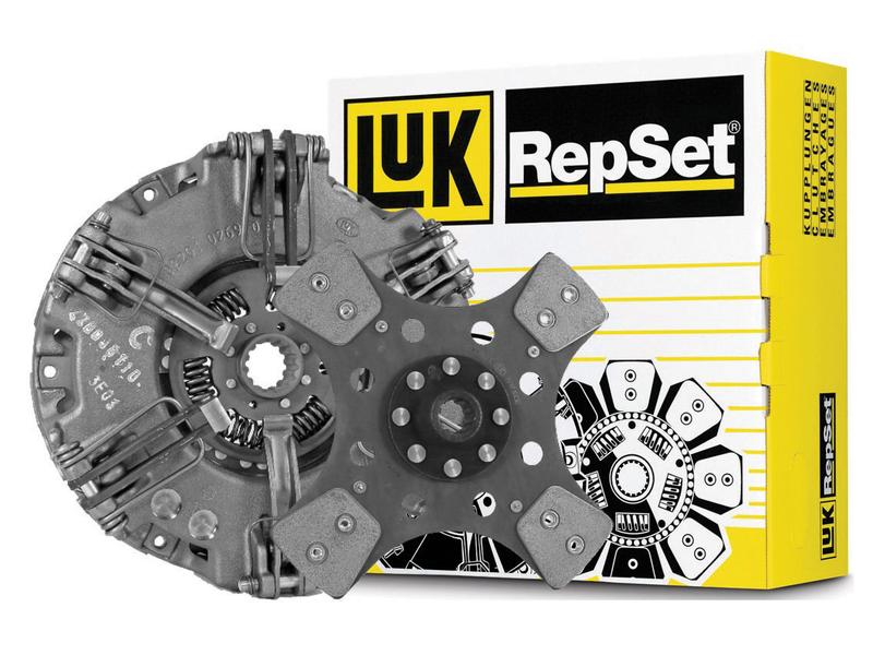 A Sparex Clutch Kit without Bearings (Sparex Part Number: S.163966) featuring a high-performance Cerametallic Disc is shown next to its box packaging. The box, with its yellow and white design, prominently displays the LuK logo.