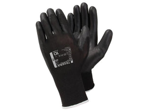 Black Ejendals TEGERA 866 gloves by Sparex, made of synthetic material, are ideal for general handling tasks and feature size markings on the back of one glove. They come in a pack of six pairs and are available in size 7/S (Sparex Part Number: S.164029).