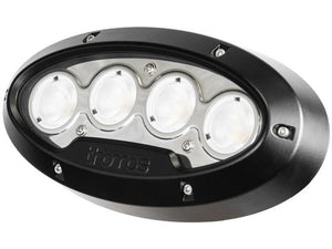 A close-up image of an oval-shaped, black Sparex LED Work Light (Cree High Power) featuring four round lights, boasting 4000 Lumens and the brand name "Sparex" on the front.