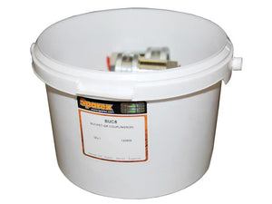 White bucket containing Sparex Quick Release Hydraulic Coupling Female 1/2'' Body x 1/2'' BSP Female Thread (Large Bucket 20 pcs.), labeled "S.164194" with product information on the side.