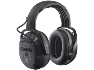 The Xstream Headband by Sparex (Part Number: S.164212) are over-ear black protective earmuffs featuring built-in electronic controls and a Li-Ion battery, designed to protect hearing in noisy environments while also providing music streaming capabilities.