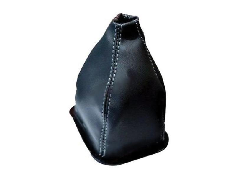 The Gear Lever Boot, Sparex Part Number S.164227, is a black leather gear shift boot with visible stitching along the edges, designed to cover and protect the gear shift lever in a vehicle. This premium accessory from Sparex complies with tariff code 8708409900 and is available through Sparex.