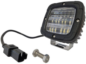 LED Reversing Light10-30V by Sparex, Part Number S.164377, features a square LED flood light with a black casing and a transparent cover. It is connected to a power cord and comes with a bolt and nut placed nearby. Rated for durability by Sparex, it offers IP6K9K protection.