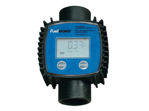 The Digital Meter (Suitable for AdBlue) by Sparex, identifiable with the part number S.164439, includes a blue display indicating a flow rate of 0.33 liters. This device from Sparex features menu and reset buttons and can measure up to 100 liters per minute.