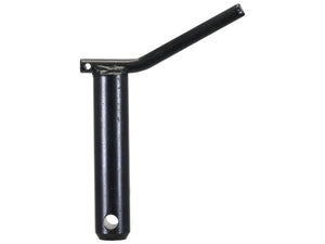 A heavy-duty black metal Top link pin - Double shear 25x123mm Cat.2 from Sparex, featuring a cylindrical base, an angled arm, and two holes for mounting, designed for robust applications. Sparex Part Number: S.164526.