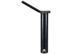 Featuring a hole near its base, the Sparex Lower link pin - Double shear 36x175mm Cat.3 Heavy Duty (Sparex Part Number: S.164530) is a black, heavy-duty metal cylindrical pipe with a smaller angled pipe welded to its top.