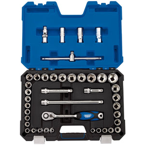 Draper Expert Combined mm/Af Socket Set, 1/2" Sq. Dr. (41 Piece) - H41AM/SG - Farming Parts