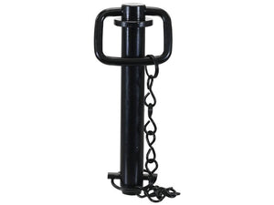 A heavy-duty Hitch Pin with Chain & Linch Pin (25x157mm) in black, featuring a handle and an attached safety chain for added security, EPD plated for superior corrosion protection. Available under Sparex Part Number: S.164543 from Sparex.