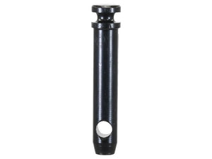 The Top link pin 19x76mm Cat. 1 Heavy Duty by Sparex (Part Number: S.164562) is a sturdy black metal pin featuring a circular hole near the bottom end and a round cap on top, complete with durable EPD plating.